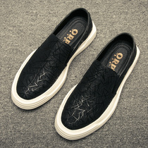 Tide brand 2021 new loafers mens all-match Korean version of fashion muffin bottom increased low help lazy casual board shoes