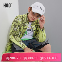 hoo boys shirt long-sleeved cotton little boy letter printing spring and autumn big childrens clothing 170-180 shirt youth tide