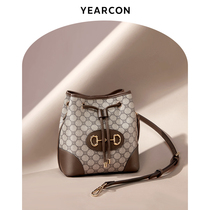 Yerkan Womens Bag Bag 2021 Fall New Bucket Bag Retro Printed Handbag Fashion Texture Diagonal Satchel Wave