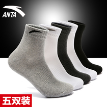 (5 pairs) Anta sports socks official website 2021 spring and winter New short stockings breathable cotton socks mens socks