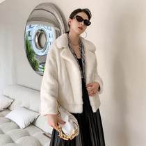 Imported Velvet Mink Leather Big Coat Woman Short Style Suit Collar Fur Leather Grass Jacket Young water mink fur Fur Coats