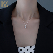  Super flash single simulation diamond necklace female 2021 new 925 sterling silver light luxury niche design ins clavicle chain
