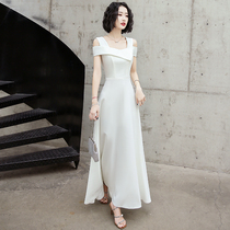 Evening dress Women summer white high-end light luxury niche 2021 New temperament Noble elegant banquet engagement