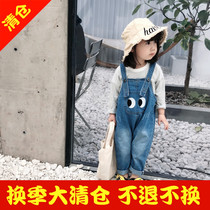 Baby Strap Pants Denim Pants Children 2019 Spring Dress Korean version of foreign style for men and women small children pants denim pants