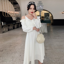 Banquet evening dress womens dress white light luxury celebrities can usually wear temperament birthday dress