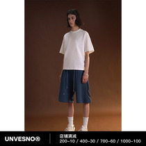 Unvesno (UN) structure curved sweater shorts retro loose brand summer casual simple wide-leg pants