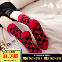 Step on the small Remain (4 Double Eugist Rope Gift Bag) This life New Year Red Sox Children Short Sox Combed Combed Cotton Sucking Sweat