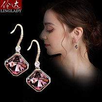 European and American temperament artificial crystal earrings 2021 New Tide summer earrings women can change ear clips without earrings