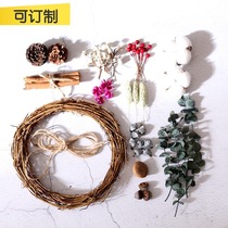 (Mountain Tree)DIY dried Flowers Immortalized Flowers Mixed garland Material pack homemade Zakka Rattan woven garland 2030 cm