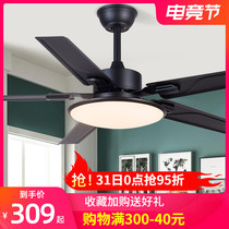 Nordic ceiling fan lamp Dining room household living room Modern simple iron leaf fan lamp Simple fan chandelier