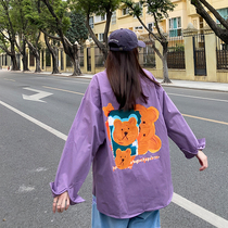 Yuki Great White Bear Long Sleeve Shirt Jacket Woman 2021 Spring Autumn New Vintage Easy Port Taste Bf Wind