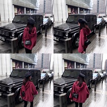 2021 spring wear new long sleeve loose velvet plus thickened lazy wind cute pullover hooded ins top women tide