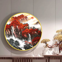 Hand painted oil painting round decoration painting landscape painting country painting Hongyun When head mural light lavish minimalist Joxuan Guan Living-room Hanging Painting