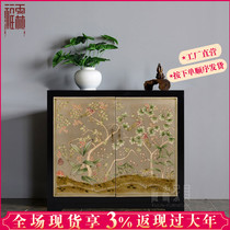 New Chinese Antique Black Lacquer Hand-painted Painted Entrance Cabinet Locker Retro Old Furnishing Furniture Shoe Cabinet Sideboard
