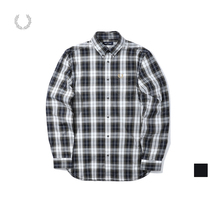 FRED PERRY MENS shirt 2021 summer new item British plaid casual long-sleeved wheat ear embroidery cotton M1677
