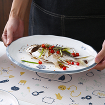 Day Style Ceramic Dishes Mesh Red Rice Bowls Deep Pan Soup Spoon Saucer Dish Cutlery Dish Cutlery Dish Home Creative Meal Tray Composition