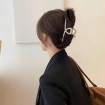 South Korea Nets Red Metal Hair Clip S Pearl Water Drill Grip Clip Large Hair Volume Most Rear Brain Spoon Shark Clip Hair Grip