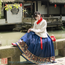 Hitoguan Heavy Industry Ma Mian No. 01 Hanfu * Embroidered Horse Face Dress * Lan Feng