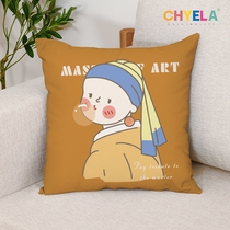 Original design pearl earrings art sofa pillow cushion pillow custom logo famous painting pillow waist AL60
