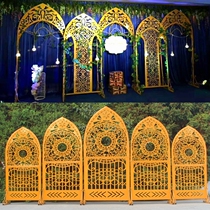 New wedding stage background decoration wrought iron England screen European-style wedding Gothic five-even arch props