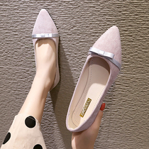 ins tide 2022 summer pointed single shoe woman new 100 lap fashion chic student flat bottom shoes little fresh bean bean shoes