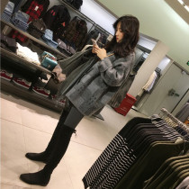 2020 autumn and winter new Hong Kong taste retro plaid medium long-sleeved lazy wind loose large size cardigan jacket women