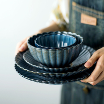 Creative ceramic tableware Western plate Japanese steak platter flat plate dish rice bowl soup bowl household snack plate