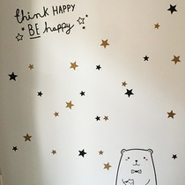 Golden five-pointed star Nordic ins Wind wall stickers childrens room layout bedroom bedside background wall decoration stickers