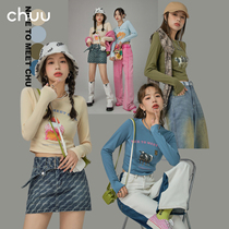 CHUU sweet and spicy letter printed T-shirt woman 2022 spring summer new design sensation hit bottom with short blouses