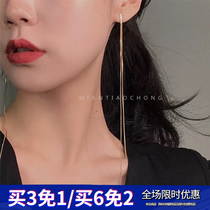 Cotton sliver worm 925 silver needle temperament short hair Korean long snake bone EAR thread chic wind show face thin earrings ear clip