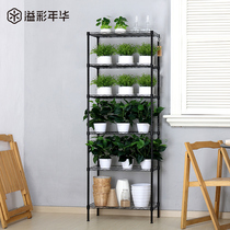 Balcony flower rack Wrought iron multi-layer indoor and outdoor flower pots Green dill fleshy flower rack Living room shelf Floor-to-ceiling