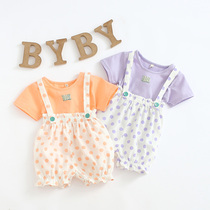 Baby girl summer suit 0-1 year old 2 short sleeve baby clothes 3 foreign style 4 Princess 2021 New Girl two-piece set