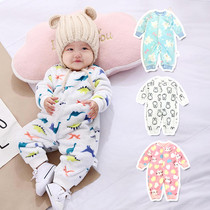 Baby one-piece clothes thickened flannel male and female baby out to wear khala-autumn winter Warm Coral Suede Household Clothes