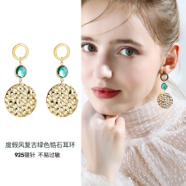 Silver Needle retro port Wind Wafer Earrings Woman Fresh Holiday Ethos Small Earrings Suitable Earrings Long Earrings Pendant