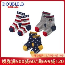 Stockings 3 pairs of sets Mikihouse Double_ B black bear pattern boys and girls all year round use Collection
