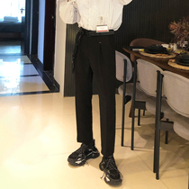CCJE mens sense of falling suit pants Korean version of the trend loose straight tube hanging nine-point pants slim casual trousers men