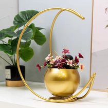 Minimalist creative lunar boat flower shelf Nordic light and luxurious art flower flower flower flower pots shelf living room potted green roe multimeat vase