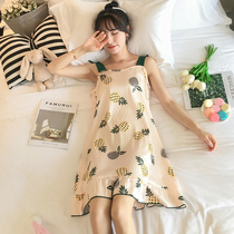 Pajama with a cushion Lady Summer Spring and Autumn Pineapple With Thin Housewear Spring and Autumn Sweet and Fresh Ice Pajamas