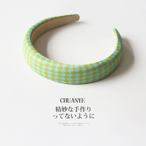 Sponge check hair hoop female Japanese Korean temperament simple headband Net red 2021 New increase high pressure hair headgear hair card