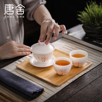 Tangshe household bamboo tea tray Square dry bubble tray Small bamboo mini tray Tea Haitai Kung Fu tea set