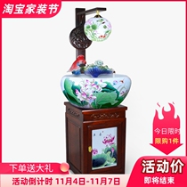 Jingde Town Ceramic Chinese Fish Tank Aerosol Wet Swing Filet Cylinder Tank with Lamp Goldfish Tank Turtle Lottery