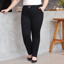 High waist womens pants early autumn 2022 new large size mother pants fat mm casual simple slim trousers 200 catties
