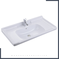 Semi-embedded washbasin bathroom Ceramic washbasin One-piece basin Single basin square household basin Bath cabinet basin body