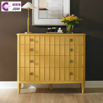 JSM simple modern foyer solid wood decorative cabinet American pastoral yellow porch cabinet simple Europe high-end storage bucket cabinet