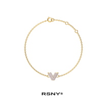  RSNY V-shaped letter bracelet female 925 sterling silver ins niche design sense Simple light luxury cold wind