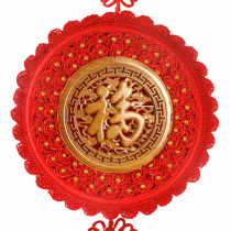 Chinese Yufu character pendant peach wood living room large New Years New Year Town House Evil Evil Spring Festival opened abroad to send gifts