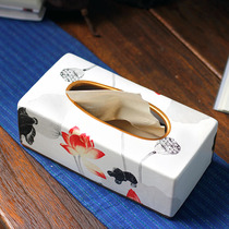 Chinese ceramic decoration tissue box Living room creative ins wind household dining table paper box simple paper box ornaments