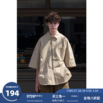 EviStub 20SS original niche Japanese retro summer design sense lace-up shirt mens loose casual jacket