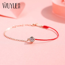 925 sterling silver year of Life anklet womens red rope braided foot rope Rose gold foot neck chain simple foot chain 2021 new
