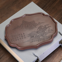 New product special strength management teacher engraved diamond-shaped landscape dry bubble pot bearing sand purple mud length 28cm handmade
